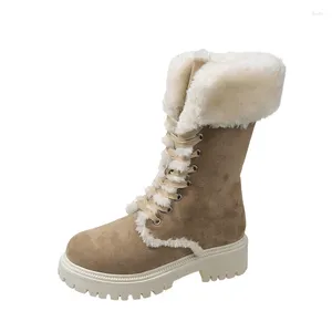 Boots Snow Women Winter Warm Fashion Designer Platform Gladiator Non-slip Short Plush Flats Suede Shoes Mujer Goth