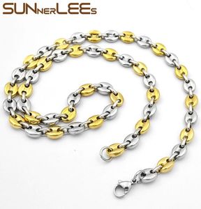 Fashion Jewely Silver Gold Color 5mm 7mm 9mm 11mm Rostfritt stål Halsband Menskvinnor Kaffebönor Link Chain SC13 N1027238