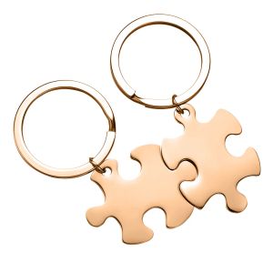 Ketten 10 teile/los Blank 304 Edelstahl Puzzle Schlüsselanhänger Ring 4 Farben Zubehör für Personalisierte Schmuckherstellung SP035