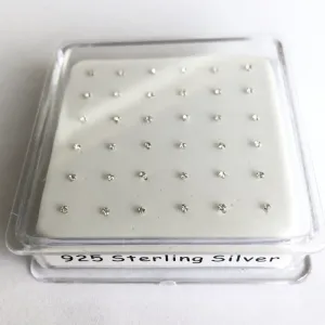 Takı 1.5mm berrak kristal 925 STERLING Gümüş Burun Saplama Düz moda kadınlar pirter narin burun piercing takı 36pcs/paket