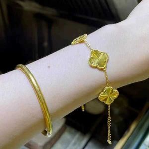 Designer smycken lyxarmband länk kedja vanca dubbelsidig lycklig fyra bladklöver armband kvinnlig 18k guld fem blomsterarmband guld