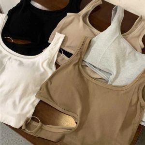 2024 Spring Summer Women 's Tanks Camis Sexy 컷 아웃 어깨 니트 크롭 탑 여름 클럽 하이 스트리트 스타일 중공 등이없는 탑 브라 Y2K 옷