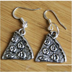 Dangle Chandelier Fashion- Sell Zinc Alloy Ancient Sier Food Pizza Charm Pendants Drop Earrings Diy Fashion Women Jewelry Holiday Dhpoc