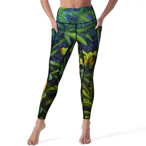 Active Pants Tree Frog Leggings Pockets Red Eyed Green Tropical Frogs Jungle Graphic Yoga Push Up Fitness Legging Breathable