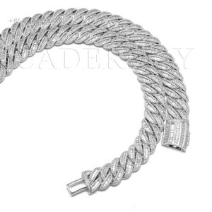 Cadermay Hiphop Mann Baguette Gliederkette 15 mm Sterling Silber Moissanit kubanische Halskette für Männer Schmuck
