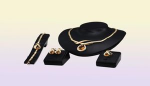 Dubai 18K Gold Pendant Amber Crystal Necklace Set Fashion African Diamond Wedding Bridal Smycken Set Necklace Armband Earri6198128