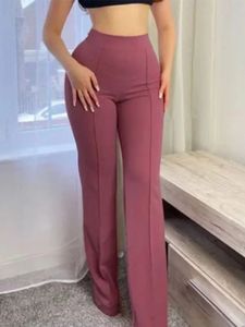 8 цветов стильные брюки-клеш женские однотонные длинные брюки офисные повседневные женские тонкие прямые брюки-клеш 240223