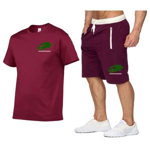 Pantaloncini da uomo estivi alla moda set T-shirt da uomo T-shirt da strada set in due pezzi stampato sportivo e per il tempo libero O-collo sportivo abbigliamento sportivo da spiaggia oversize