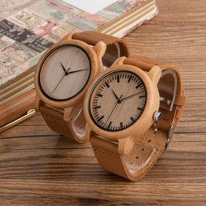 Bobo Bird A16 A19 Wooden Watches Japan Quartz 2035 패션 종이에서 남성과 여성을위한 캐주얼 천연 대나무 시계 Box272r