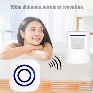 Rilevatore di tipo di induzione di tipo di induzione di un allarme di benvenuto wireless PIR Rilevatore di movimento a infrarossi MuISc 110240V America di ladro con ricevitore con ricevitore