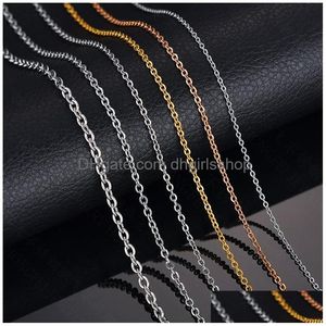 Chains Titanium Steel Rolo Link Chains Necklaces Gifts 18K Gold Plated Fashion Simple Design Women Never Fade O Chain Fit For Pendant Dhn4J