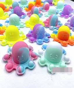 Färgglada bläckfisk Keychain Multi Emoticon Push Bubble Stress Relief Toys Octopuses Sensory Toy for Autism Kids Gift 0731059099254