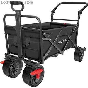 Köpare vikta strandvagn med livsmedelsbutik duk tyg bärbar rullande handcart utomhus trädgård sport tunga kundvagn q240227