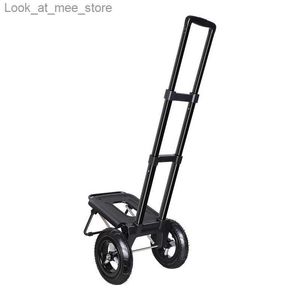 Shopping Carts 21cm large wheel shopping cart aluminum alloy rod folding handcart Q240227