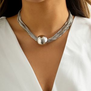 Överdrivna kvinnor punk smycken multi lager kedja kubanska choker halsband plast chunky uttalande chokers gotiska halsband