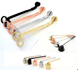 Candle Wick Trimmer Cutter Wick Dipper Stainless Steel Snuffers 17cm Rose Gold Scissors Oil Lamp Trim Cutter Snuffer Tool Hook Cli1902407