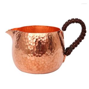 Mugs Pure Copper Coffee Mark Cup Milk Mug Embossed Handcrafted Weave Handle 10Oz Office Cam Drinking Tea Outdoor Drinkware Drop Deliv Dhnnt