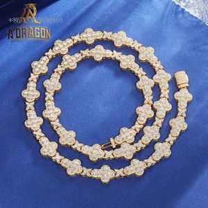 Semplici catene girocollo da tennis per ragazze placcate in oro colorato con diamanti Moissanite da 10 mm