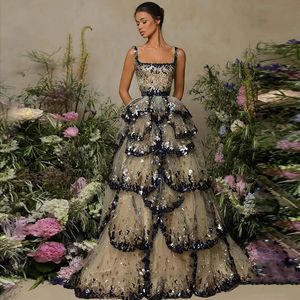 Sharon Said Luxury Dubai Evening Dresses Sparkly Sequin Tiered Ruffles Elegant Women Wedding Party Formal Gowns SS243 240226