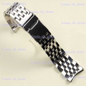 Watch Bands high quality 22 24mm solid polished silver stainless steel bracelet for Breitling Navitimer band with T240227