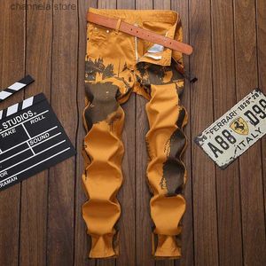 Men's Jeans 2023 New Men Jeans Y2k Vintage British Style Print Denim Pants Street Designer Casual Business Big Size High Quality Male Jeans T240227