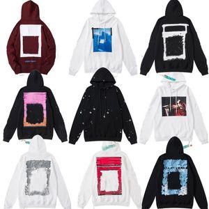 Off Men's Hoodies Offs White hoodie Irregular Arrow neck long sleeve Finger Loose Casual cotton for Men and Women Printed Letter x on the Backa OffWhite