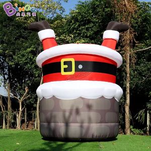 wholesale 8mH (26ft) with blower Original design decorative inflatable Santa Claus chimney blow up cartoon Christmas decoration for X-mas party event toys sport
