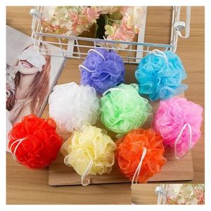 Badborstar, svampar skrubber 100st mti färger 8g/15g/20g/30g badborstar duschsvampar pouf loofahs nylon mesh borste spa clear dhhwt