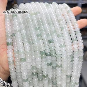 Löst ädelstenar naturliga sten isgrön jade abacus pärlor distansen platt rondelle pärla för smycken som gör diy armband halsbandstillbehör