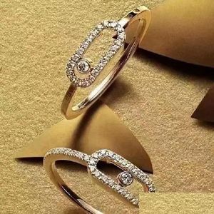 Wedding Rings S925 Sterling Sier French Luxury Jewelry Fashion Womens Ring Bright Cutting Mobile Diamond Move Series Engagement Gift Dh3Nk