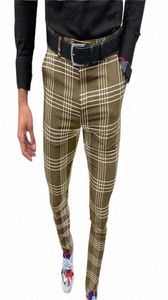 Men039s Pants Men Striped Casual Pocket Slim Fit Formal Business Spodni Moda Męskie Ubranie Plaid R1TQ6221642