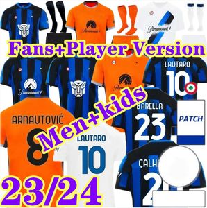 S-4XL 2023 2024 LUKAKU Camisas de futebol BARELLA CORREA Inters Milans GIROUD IBRAHIMOVIC LAUTARO MILANS THEO BRAHIM 23 24 Camisa de futebol Uniformes Homens Kits Conjuntos