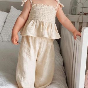 Clothing Sets Pudcoco Toddler Baby Girls 2 Piece Outfits Solid Color Sleeveless Camisole And Elastic Pants Set Summer Clothes 6M-3T