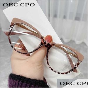 Gözlük çerçevesi oec cpo moda kedi göz optik gözlükler çerçeveler kadınlar vintage net lens gözlükler reçete gösteri damlası dh76p