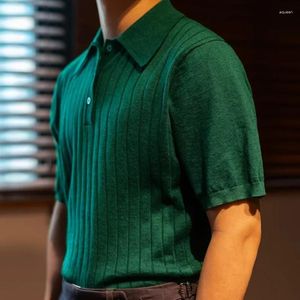 رجال Polos Fashion Men قميص البولو قميص الصيف قصير الأكمام غير الرسمية Strech strech kninated قمم رفيعة الترفيه