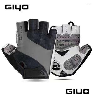 Cykelhandskar Giyo Glove Sport andningsbar lycra tyg uni Road Riding Mtb Racing Mantens Cycle Bike Half Finger Drop Delivery Sports Otxve