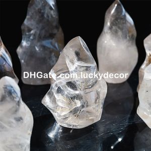 Clear Mineral Rock Quartz Crystal Flame Stunning Polished Cut Base Natural Stone Freeform Energy Enhancer Reiki Infused Spiritual Decor Chakra Cleansing Feng Shui