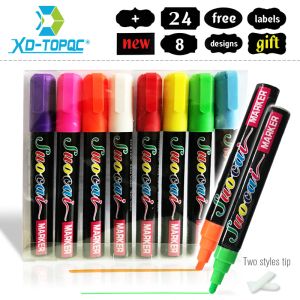 Pennor Xindi Liquid Chalk Nya 8 st/Lot Erasable Highlighter Fluorescerande markörpenna färgglad konstmålning för whiteboard LED -svarta tavlan