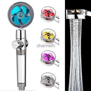 Bathroom Shower Heads Hot Head Water Saving Flow 360 Degrees Rotating With Small Fan ABS Rain High Pressure Spray Nozzle Accessories YQ240228