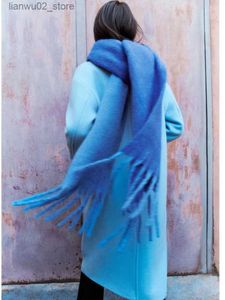 Szaliki kobiety Rainbow Scarf Winter Pashmina Shawls kaszmir grube owijanie Lady Tassel ciepłe szaliki para owłosiona bufanda Q240228