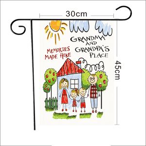 Mothers Day Garden Flag Double Sided Welcome Mormor och Grandpas Place Garden Flag Decoration Courtyard Yard Flag Linen Material P265
