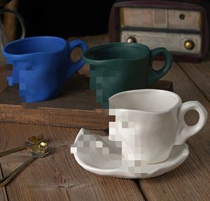 Lyx 260 ml kreativ abstrakt konst keramisk kaffesats med sked eftermiddag te kopp och fat