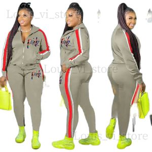 Calças de duas peças de duas peças 2023 Spring Tracksuits Women Letter Print Zipper Casal and Rogger Pants Duas peças Conjuntos de esportes casuais correspondentes T240228