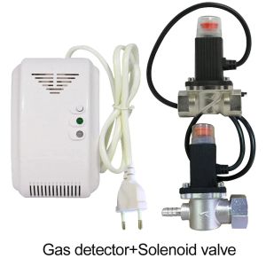 Детектор 90240VAC Kitchen CH4. Детектор природного газа Магнитный соленоидный клапан Отрежьте датчик пожарной сигнализации угля для домашней безопасности