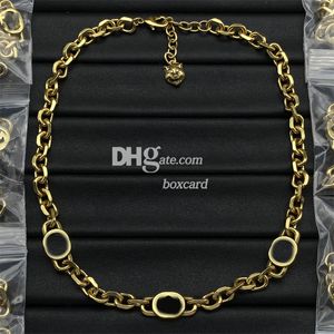 Retro Gold Metal Necklaces Hiphop Link Chain Necklaces For Men Women Double Letter Necklaces With Box