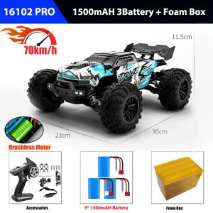 CARS 1/16 RC CAR 4X4 Remot Control Cart 16101pro/16102Pro bezszczotkowe 70 km/h 2,4G Elektryczne zabawki z dryfu Offroad Drift dla dzieci