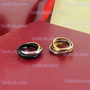 Band Rings Trinity Ring engagement ring stainless steel jewelry black rose gold silver rings for men women wedding Rings Valentines Day gift 5-11 size T240228