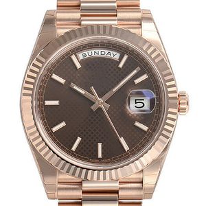 Relógio masculino luxuoso 3235 movimento automático 228235 40mm 18k ouro rosa mostrador com motivo de chocolate