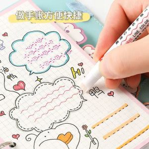 Markers Creative Double Line Pattern Outline Marker Wave Line Art Marker Multi Color Rolling Ball Gel Pen School Office Stationery Graff