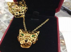 CZ Diamond Animal Leopard Pendants Long Halsband Designer 18K Gold Plated Party Jewelry for Wome7617045
